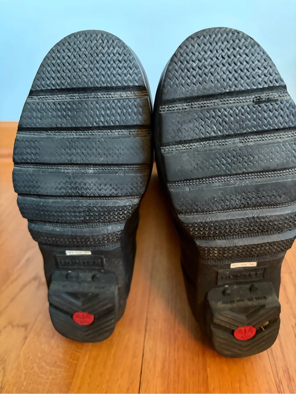 Hunter Black Rain Boots with Gray Fleece Liners